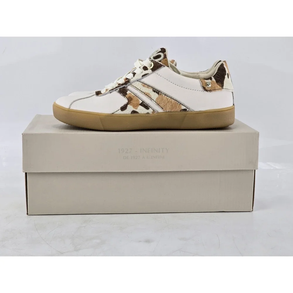 Naturalizer Medina Sneakers Womens Size 6 White Brown Animal Print - New